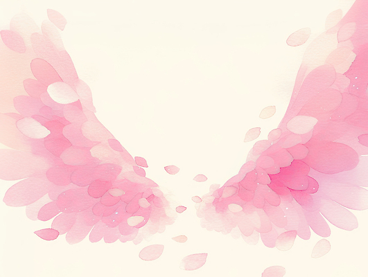 JPG 모양 디자인 꽃잎 분홍색 백그라운드 날개 일러스트 자연 추상 수채화 장식 찡그림 그림 이미지 천사날개 뷰티풀 창의성 국내일러스트 AI일러스트 AI콘텐츠 꽃 컬러 무늬 천사 표정 생태계 파일형식