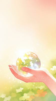 JPG 식물 손 지구 예술 백그라운드 일러스트 상상 자연 수채화 따뜻함 풍경 빛 세계 시간 균형 소중 이미지 장면 색채 국내일러스트 AI일러스트 AI콘텐츠 컨셉 신체부위 생태계 파일형식