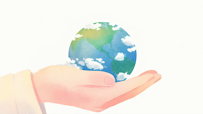 JPG 손 지구 일러스트 모션 자연 날씨 수채화 생물 초록색 파란색 환경 보호 그림 생태계 지구온난화 자원 교훈 기후변화 정부 지구의날 국내일러스트 AI일러스트 AI콘텐츠 기념일 컬러 컨셉 신체부위 변화 파일형식