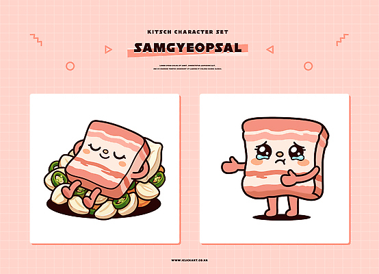캐릭터 감정 컬러 컨셉 표정 돼지고기 라이프 토끼 파일형식 벡터 삼겹살 귀여움 음식 디자인 웃음 슬픔 요리 일상 인형 분홍색 채소 더치토끼 소셜미디어 키치 일러캐릭터 AI파일 일러스트