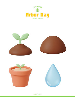 기념일 컬러 3D 디지털합성 생태계 파일형식 흙 식물 물방울 화분 환경 성장 초록색 자연 그래픽 PSD 편집3D 편집이미지 식목일