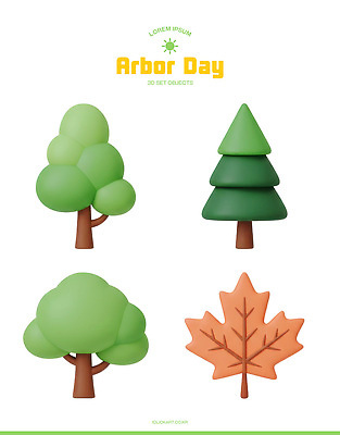 PSD 나무 편집이미지 잎 자연 그래픽 모형 환경 식목일 편집3D 식물 기념일 3D 생태계 파일형식