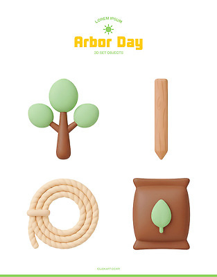 PSD 나무 편집이미지 밧줄 나뭇잎 환경 작업 막대기 식목일 오브젝트 편집3D 식물 기념일 줄 잎 3D 파일형식