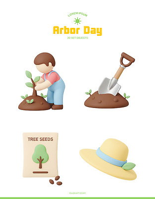 PSD 나무 식물 편집이미지 남자 씨앗 농장 환경 정원 땅 삽 식목일 조경 뿌리 나무심기 심기 편집3D 기념일 농업 모션 사람 3D 파일형식