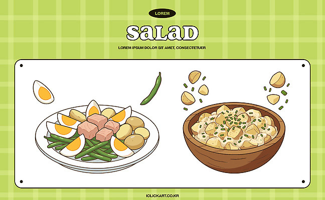 식기 음식 컬러 컨셉 식재료 모션 알 파일형식 벡터 샐러드 접시 그릇 계란 채소 육류 재료 초록색 삶기 먹거리 식사 요리 건강 담기 맛 일러스트 국내일러스트 AI파일