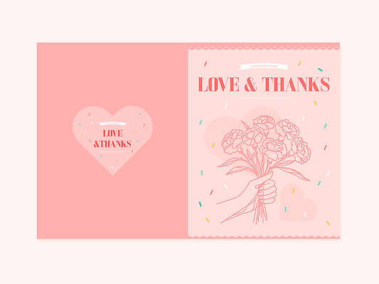 모양 식물 템플릿 감정 컬러 컨셉 모션 카드_감사 신체부위 5월 파일형식 벡터 디자인 분홍색 꽃 손 사랑 감사 하트 메시지 접기 이벤트 선물 축하 이미지템플릿 AI파일 감사카드 가정의달