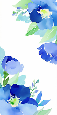 JPG 식물 디자인 꽃잎 꽃 화초 예술 백그라운드 잎 일러스트 자연 수채화 프레임 장식 파란색 그림 국내일러스트 AI일러스트 AI콘텐츠 컬러 생태계 파일형식