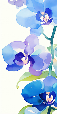 JPG 식물 디자인 꽃 예술 줄기 백그라운드 일러스트 자연 생명 수채화 파란색 보라색 감상 표현 난초 오브젝트 그림 뷰티풀 창작 국내일러스트 AI일러스트 AI콘텐츠 컬러 생태계 파일형식