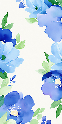 JPG 식물 디자인 꽃 예술 백그라운드 잎 패턴 일러스트 자연 수채화 프레임 장식 파란색 장미 디지털 봄 전시 제조 뷰티풀 창의성 국내일러스트 AI일러스트 AI콘텐츠 계절 컬러 무늬 생태계 파일형식