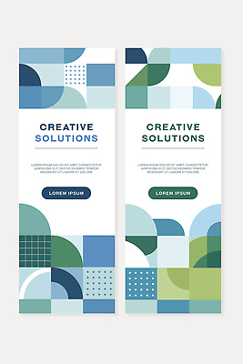 도형 템플릿 배너 선 컬러 무늬 세로 세트 파일형식 벡터 디자인 솔루션 패턴 그래픽 직사각형 곡선 모양 배열 비율 모던 배너템플릿 AI파일 세로배너 초록색 파란색 배너세트