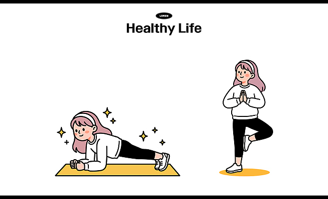 여자 포즈 운동화 일러스트 요가 모션 건강 생활 운동복 운동 건강관리 헬스 스트레칭 힘 에너지 매트 성장 몸무게 균형 집중 습관 플랭크 국내일러스트 AI파일 웰빙 옷 신발 컨셉 관리 사람 파일형식 벡터