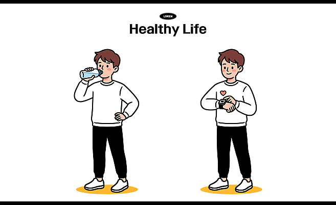 라이프스타일 웰빙 남자 다이어트 일러스트 모션 건강 미술 물 운동복 운동 건강관리 헬스 도구 식수 건강식 생활습관 수분_꽃가루 국내일러스트 AI파일 자연요소 옷 음식 문화예술 관리 사람 생활 습관 파일형식 벡터