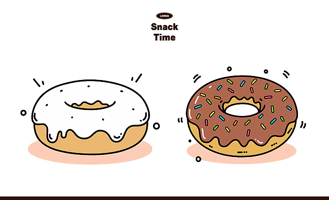 음식 일러스트 디저트 초콜릿 빵집 도넛 달콤 맛 설탕 간식시간 먹거리 스프링클 국내일러스트 AI파일 컨셉 장식 상점 파일형식 벡터