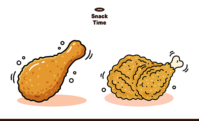 음식 일러스트 치킨 튀김 먹거리 바삭바삭 국내일러스트 AI파일 컨셉 닭고기요리 파일형식 벡터