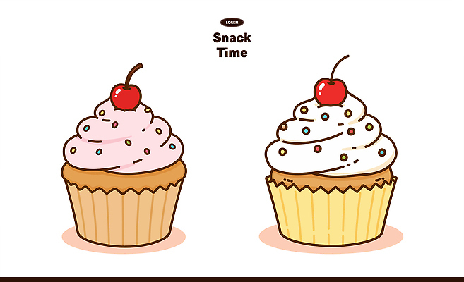 음식 일러스트 디저트 장식 케이크 체리 맛 컵케이크 크림 제빵 간식시간 스프링클 국내일러스트 AI파일 컨셉 과일 제과제빵 파일형식 벡터
