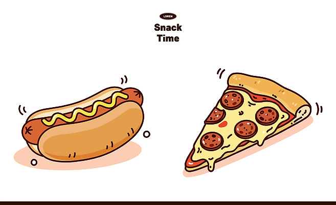 음식 일러스트 디저트 피자 맛 즐거움 핫도그 국내일러스트 AI파일 감정 컨셉 패스트푸드 서양음식 파일형식 벡터