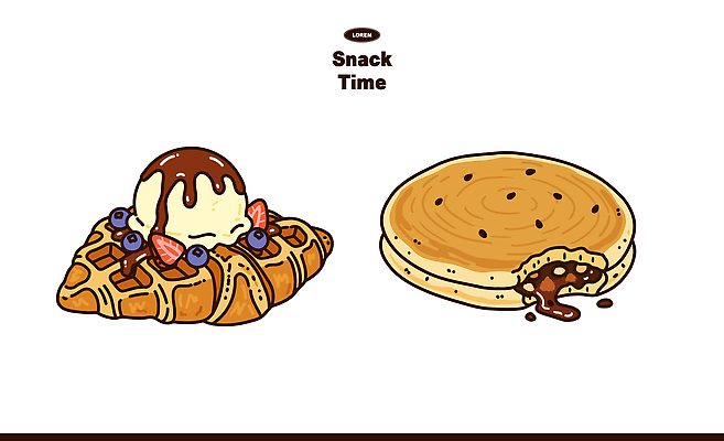 음식 과일 일러스트 아이스크림 디저트 과자 초콜릿 달콤 크림 부드러움 시럽 와플 팬케이크 바삭바삭 국내일러스트 AI파일 컨셉 케이크 감각 맛 파일형식 벡터