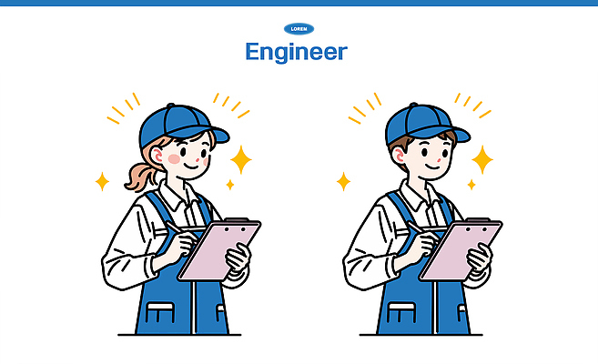 일러스트 비즈니스 모션 협력 설계 기술 관리 안전 설계도 기록 메모지 작업 엔지니어 제조 안전모 검사_조사 공정 점검 진행 국내일러스트 AI파일 컨셉 건설업 사무용품 기술자 헬멧 안전장비 파일형식 벡터