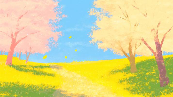 JPG 나무 공원 꽃 길 일러스트 자연 하늘 바람 풍경 잔디 초원 봄 산책로 벚꽃 국내일러스트 AI일러스트 AI콘텐츠 자연요소 식물 계절 공공시설 날씨 생태계 파일형식