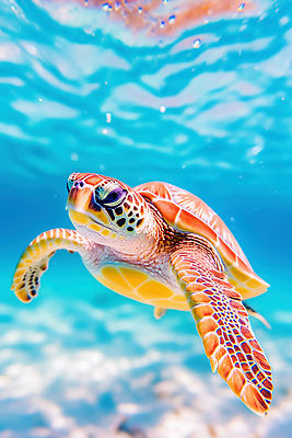 JPG 동물 편집이미지 바다 자연 생물 햇빛 수중 수영 수중동물 탐험 생태계 바다거북 편집실사 AI컴퓨터그래픽 AI콘텐츠 태양 수상스포츠 거북이 CG 파일형식