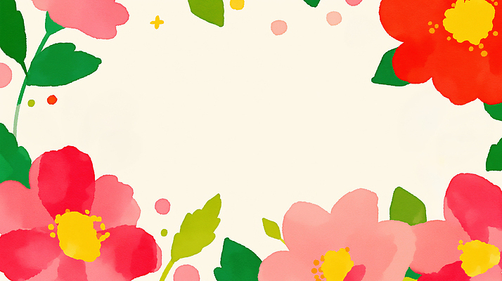 JPG 식물 디자인 꽃 예술 분홍색 백그라운드 잎 일러스트 도안 자연 문구용품 수채화 미술 장식 빨간색 노란색 화사함 생동감 테마 카피스페이스 배경지 국내일러스트 AI일러스트 AI콘텐츠 컬러 컨셉 문화예술 공백 오브젝트 생태계 파일형식