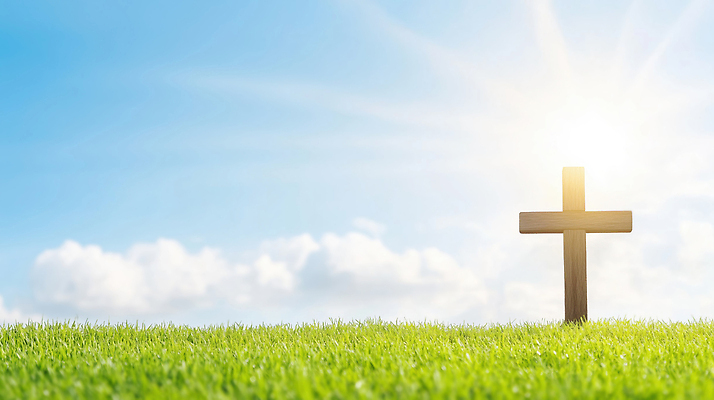 JPG 편집이미지 기독교 종교 십자가 자연 하늘 풍경 잔디 초원 여름 빛 태양 믿음 봄 숭배 평야 편집실사 AI컴퓨터그래픽 AI콘텐츠 자연요소 식물 계절 감정 CG 생태계 파일형식