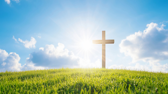 JPG 편집이미지 기독교 종교 상징 십자가 자연 하늘 풍경 초원 여름 빛 햇빛 평화 봄 주말 편집실사 AI컴퓨터그래픽 AI콘텐츠 계절 컨셉 태양 CG 생태계 파일형식