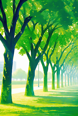 JPG 나무 공원 줄기 일러스트 자연 거리 풍경 일상 초록색 여름 빛 햇빛 소풍 환경 봄 산책 가로수 장면 국내일러스트 AI일러스트 AI콘텐츠 식물 계절 공공시설 컬러 휴식 라이프 태양 야외활동 생태계 파일형식