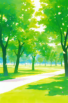 JPG 나무 식물 공원 일러스트 모션 자연 미소 풍경 잔디 초록색 여름 햇빛 소풍 평화 걷기 봄 산책 산책로 오후 국내일러스트 AI일러스트 AI콘텐츠 계절 공공시설 길 컬러 컨셉 휴식 표정 태양 야외활동 생태계 파일형식