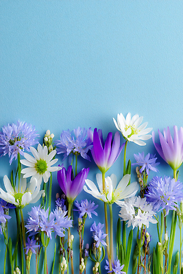 JPG 식물 편집이미지 꽃 화초 백그라운드 자연 장식 파란색 정원 보라색 봄 흰색 화사함 뷰티풀 생화 편집실사 AI포토 AI콘텐츠 계절 컬러 컨셉 CG 생태계 파일형식