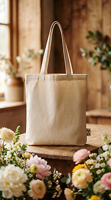 JPG 편집이미지 디자인 꽃 가방 실내 장식 뷰티 오브젝트 그림 친환경 나무탁자 생화 에코백 플로리스트 편집실사 AI포토 AI콘텐츠 식물 직업 잡화 탁자 내부 환경 CG 에코 파일형식