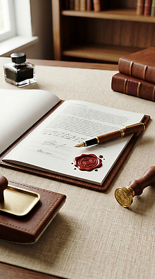 JPG 편집이미지 직업 잉크 책 필기구 만년필 사무용품 고서 편지 책상 문서 서명 문서보관 문서작성 인감 편집실사 AI포토 AI콘텐츠 가구 유물 문구용품 펜 CG 저장 파일형식