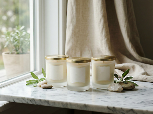 JPG 편집이미지 창 초 탁자 나뭇잎 장식 인테리어 햇빛 고요 분위기 부드러움 향초 편집실사 AI포토 AI콘텐츠 디자인 무기 가구 컨셉 잎 태양 감각 CG 파일형식