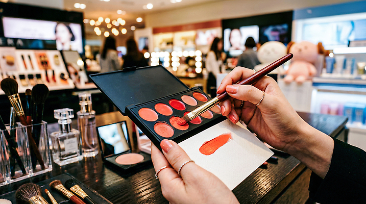 JPG 편집이미지 손 여자 컬러 신체부위 화장 뷰티 화장품 립스틱 화장용품 붓 팔레트 화장품가게 의료성형뷰티 편집실사 AI인물포토 AI콘텐츠 사람 상점 미용용품 CG 파일형식 AI포토