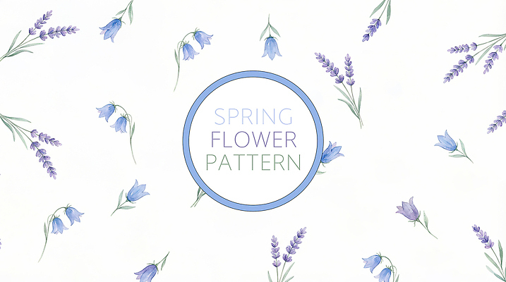 PSD 디자인 꽃 백그라운드 패턴 일러스트 파란색 보라색 봄 원형 라벤더 플라워패턴 국내일러스트 도형 식물 계절 컬러 무늬 허브 파일형식