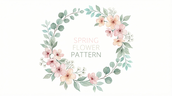 PSD 식물 디자인 꽃 백그라운드 잎 패턴 일러스트 화환 봄 원형 화사함 플라워패턴 국내일러스트 도형 계절 컨셉 무늬 파일형식