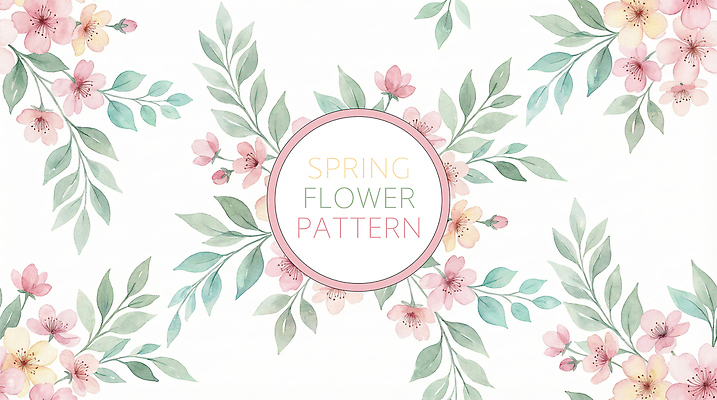 PSD 디자인 꽃 백그라운드 잎 패턴 일러스트 봄 화사함 색감 플라워패턴 국내일러스트 식물 계절 컨셉 무늬 파일형식