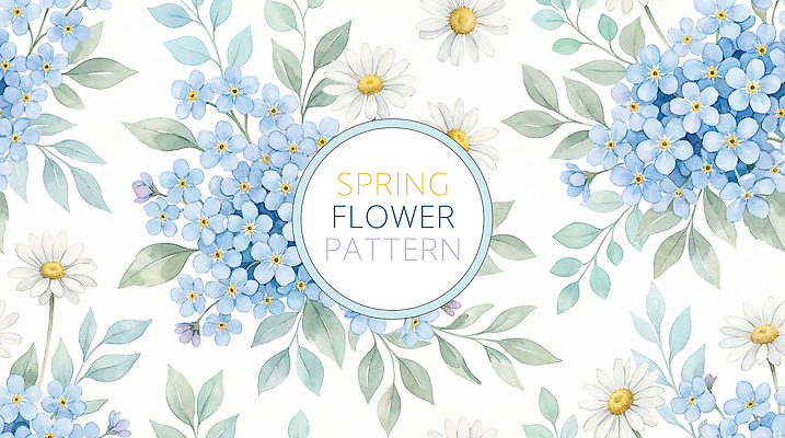 PSD 식물 디자인 꽃 상징 백그라운드 잎 무늬 패턴 일러스트 수채화 봄 아티스트 플라워패턴 국내일러스트 직업 계절 파일형식