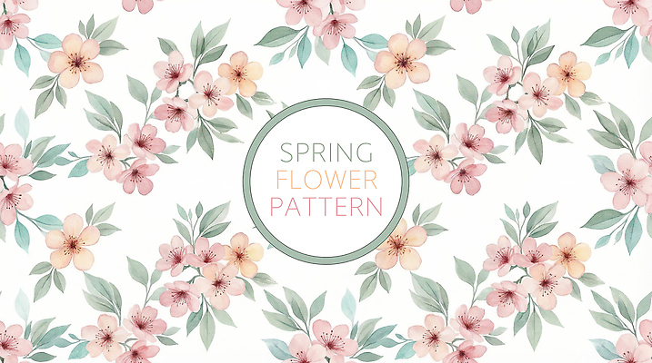 PSD 식물 디자인 꽃 분홍색 백그라운드 잎 패턴 일러스트 봄 플라워패턴 국내일러스트 계절 컬러 무늬 파일형식