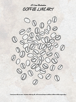 식물 커피 예술 선 라인일러스트 일러스트 원두 빈티지 그림 드로잉 흩어짐 국내일러스트 AI파일 음료 컨셉 미술 파일형식 벡터