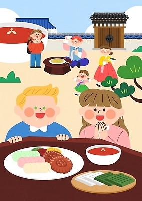 한국전통 전통 여자 남자 문화 어린이 음식 여행 일러스트 놀이 디저트 한국 웃음 이벤트 여러명 식사 전통음식 체험 전통의상 즐거움 다과 소통 국내일러스트 AI파일 감정 아시아 다수 컨셉 표정 사람 파일형식 벡터