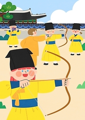 나무 한국전통 전통 여자 교육 남자 문화 어린이 일러스트 놀이 소녀 이벤트 소년 건물 체험 한복 연습 즐거움 활쏘기 국궁 국내일러스트 AI파일 식물 건축물 감정 컨셉 모션 한국 사람 전통의상 전통무술 파일형식 벡터