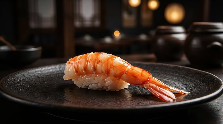 JPG 편집이미지 음식 밥 조명 새우 식사 저녁식사 초밥 분위기 저녁 해산물 새우초밥 일본음식 편집실사 AI포토 AI콘텐츠 컨셉 갑각류 밤 야간 CG 파일형식