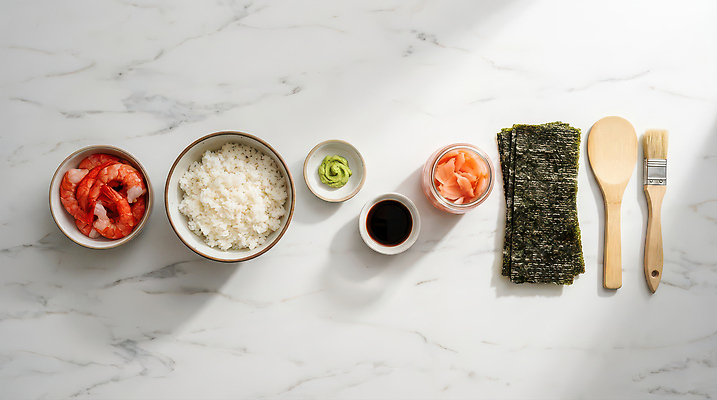 JPG 편집이미지 그릇 재료 밥 주방용품 새우 요리 주방 식사 초밥 고추냉이 해산물 간장 손질 새우초밥 식사준비 편집실사 AI포토 AI콘텐츠 식기 음식 생활용품 갑각류 양념 CG 준비 일본음식 파일형식