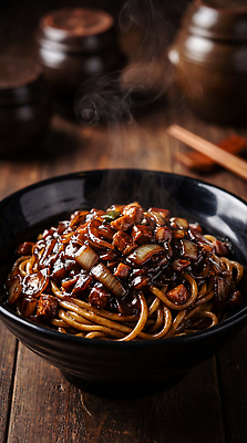 JPG 편집이미지 접시 음식 양파 육류 중식 레스토랑 식사 면류 뜨거움 짜장면 편집실사 AI포토 AI콘텐츠 식기 채소 식재료 식당 CG 파일형식