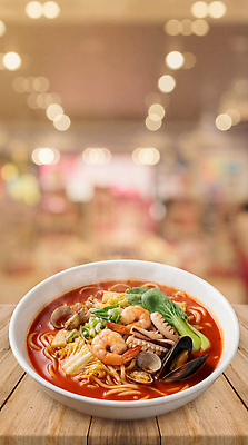 JPG 편집이미지 음식 채소 식탁 중식 면류 해산물 국수 매움 국물 짬뽕 중국집 편집실사 AI컴퓨터그래픽 AI콘텐츠 탁자 상점 맛 CG 파일형식