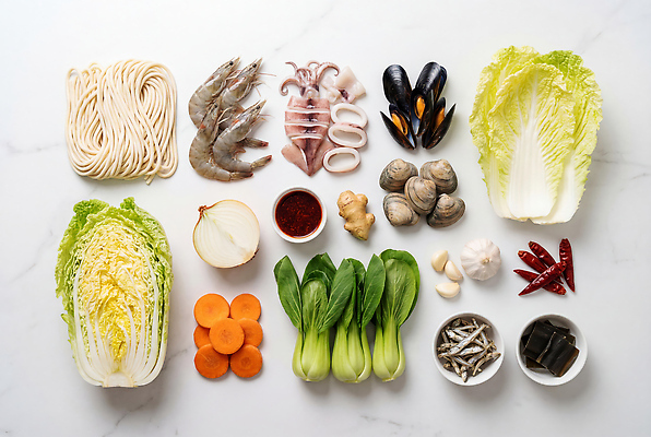 JPG 편집이미지 채소 재료 새우 요리 중식 주방 당근 해산물 배추 오징어 준비 홍합 짬뽕 편집실사 AI포토 AI콘텐츠 음식 어패류 연체동물 뿌리채소 갑각류 수중동물 CG 파일형식