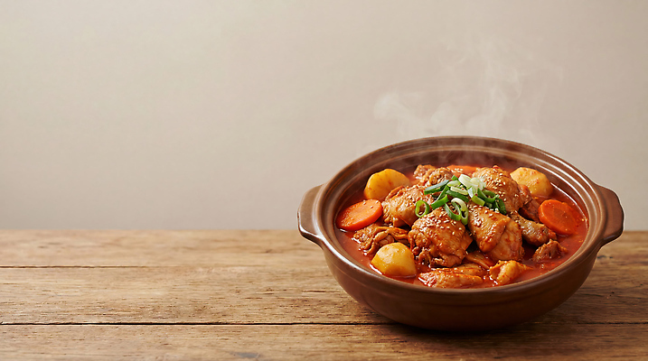 JPG 편집이미지 그릇 한식 재료 감자 닭고기 당근 맛 닭볶음탕 편집실사 AI포토 AI콘텐츠 식기 음식 컨셉 채소 뿌리채소 육류 CG 닭고기요리 파일형식