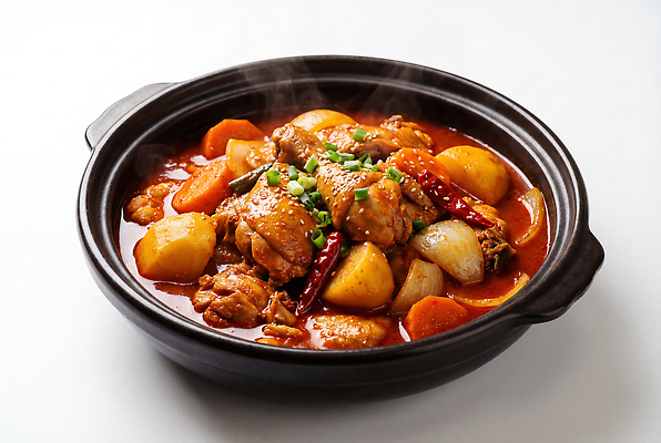 JPG 편집이미지 한식 양파 감자 식사 닭고기 당근 고명 냄비 국물 파 닭볶음탕 편집실사 AI포토 AI콘텐츠 음식 채소 뿌리채소 육류 솥 CG 닭고기요리 파일형식