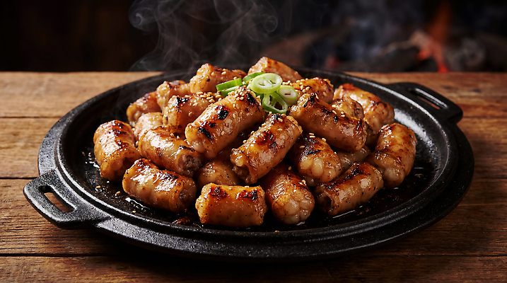 JPG 편집이미지 한식 육류 요리 식사 연기 맛 구이 불판 파 곱창 편집실사 AI포토 AI콘텐츠 음식 컨셉 채소 식재료 CG 파일형식